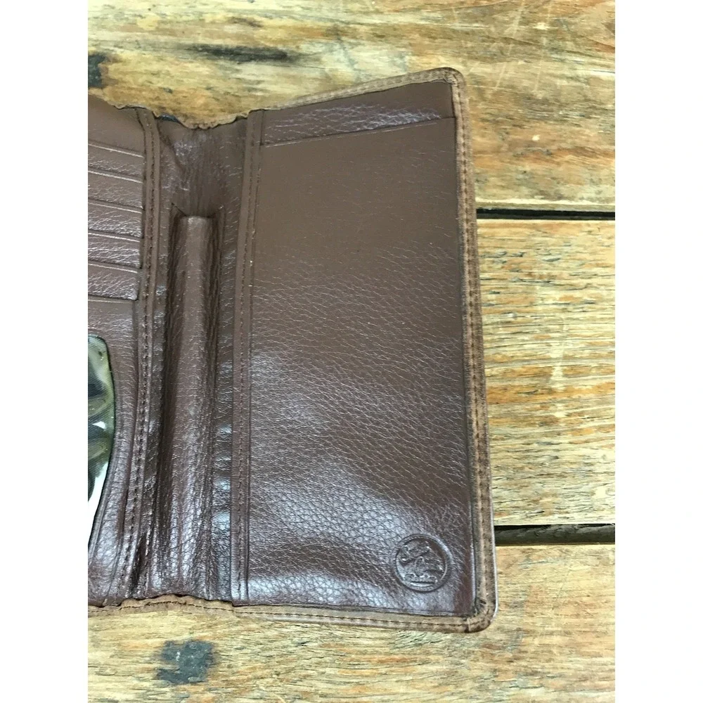 Silver Creek Concho Brown Leather Checkbook Wallet Western